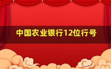 中国农业银行12位行号