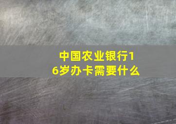 中国农业银行16岁办卡需要什么