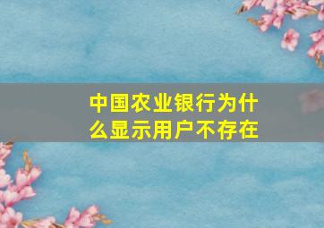 中国农业银行为什么显示用户不存在