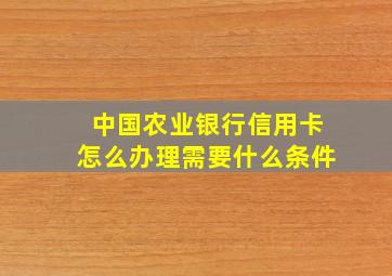 中国农业银行信用卡怎么办理需要什么条件