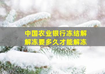 中国农业银行冻结解解冻要多久才能解冻