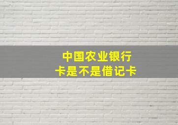 中国农业银行卡是不是借记卡