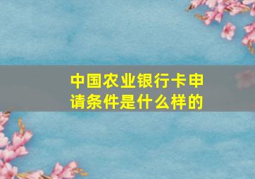 中国农业银行卡申请条件是什么样的