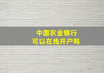 中国农业银行可以在线开户吗