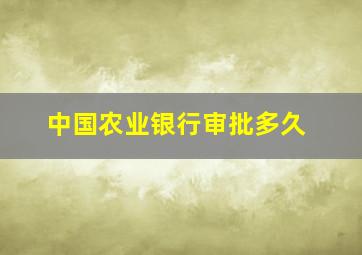 中国农业银行审批多久