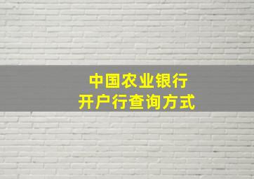 中国农业银行开户行查询方式