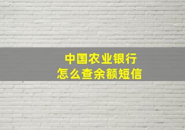 中国农业银行怎么查余额短信