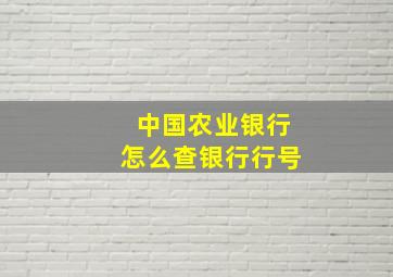 中国农业银行怎么查银行行号