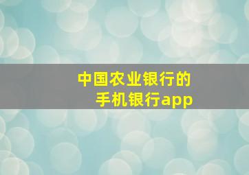 中国农业银行的手机银行app