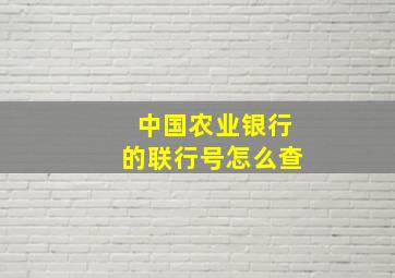 中国农业银行的联行号怎么查