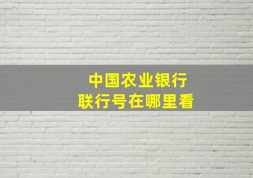 中国农业银行联行号在哪里看