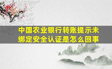 中国农业银行转账提示未绑定安全认证是怎么回事