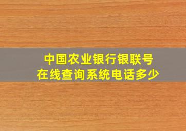 中国农业银行银联号在线查询系统电话多少