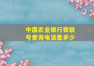 中国农业银行银联号查询电话是多少