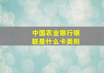 中国农业银行银联是什么卡类别