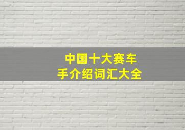 中国十大赛车手介绍词汇大全