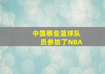 中国哪些篮球队员参加了NBA