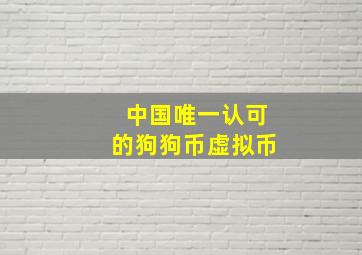 中国唯一认可的狗狗币虚拟币