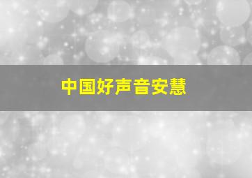 中国好声音安慧