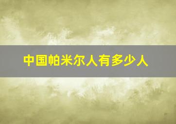 中国帕米尔人有多少人