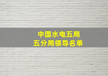 中国水电五局五分局领导名单