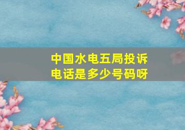 中国水电五局投诉电话是多少号码呀