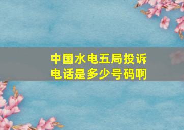 中国水电五局投诉电话是多少号码啊