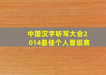 中国汉字听写大会2014最佳个人晋级赛