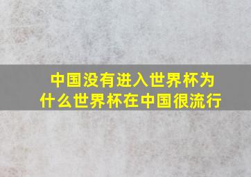 中国没有进入世界杯为什么世界杯在中国很流行