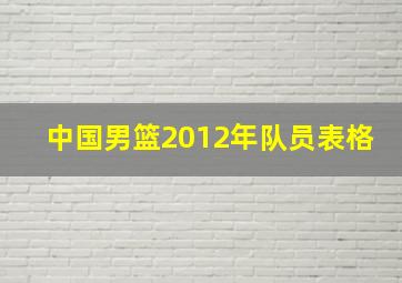 中国男篮2012年队员表格