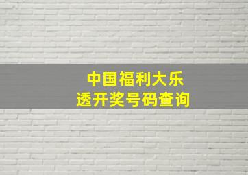 中国福利大乐透开奖号码查询