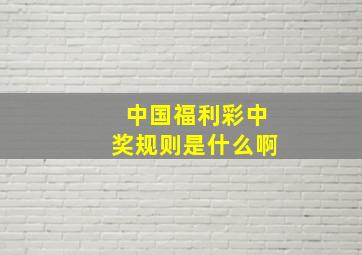 中国福利彩中奖规则是什么啊