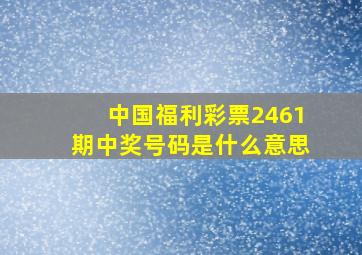 中国福利彩票2461期中奖号码是什么意思