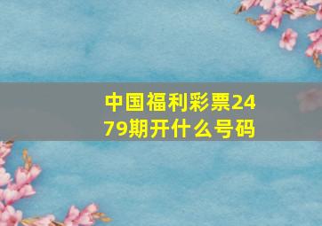 中国福利彩票2479期开什么号码