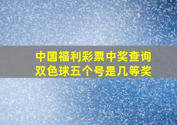 中国福利彩票中奖查询双色球五个号是几等奖