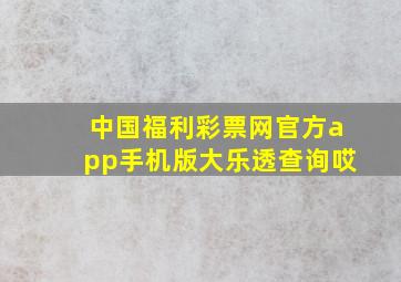 中国福利彩票网官方app手机版大乐透查询哎