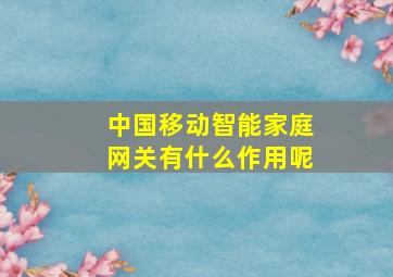 中国移动智能家庭网关有什么作用呢