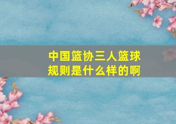 中国篮协三人篮球规则是什么样的啊