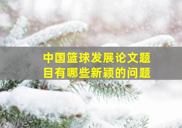 中国篮球发展论文题目有哪些新颖的问题