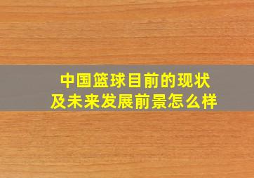 中国篮球目前的现状及未来发展前景怎么样