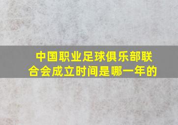 中国职业足球俱乐部联合会成立时间是哪一年的