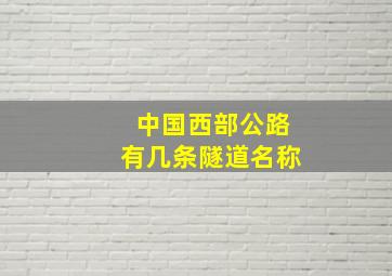 中国西部公路有几条隧道名称