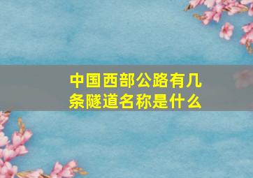 中国西部公路有几条隧道名称是什么