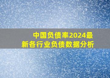 中国负债率2024最新各行业负债数据分析