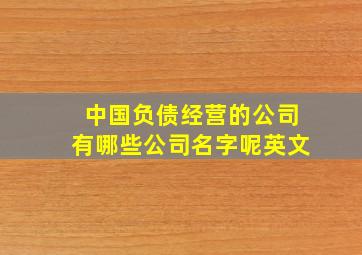 中国负债经营的公司有哪些公司名字呢英文