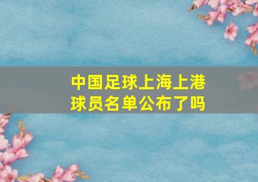 中国足球上海上港球员名单公布了吗