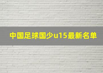 中国足球国少u15最新名单