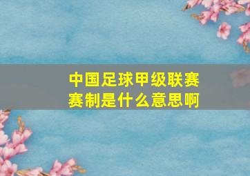 中国足球甲级联赛赛制是什么意思啊