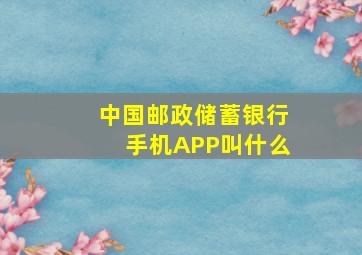 中国邮政储蓄银行手机APP叫什么