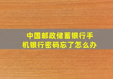 中国邮政储蓄银行手机银行密码忘了怎么办